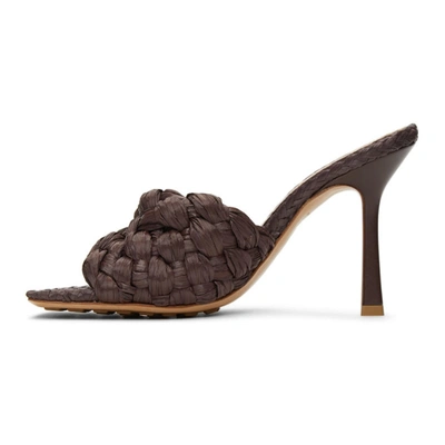 Shop Bottega Veneta Brown Raffia Stretch Heeled Mules In 2019 Bitter Chocolat