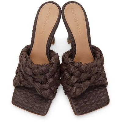 Shop Bottega Veneta Brown Raffia Stretch Heeled Mules In 2019 Bitter Chocolat