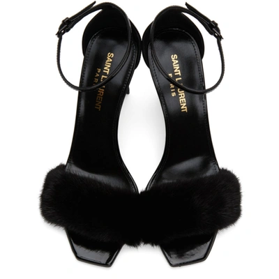 Shop Saint Laurent Black Mink Bea 90 Sandals In 1000 Black