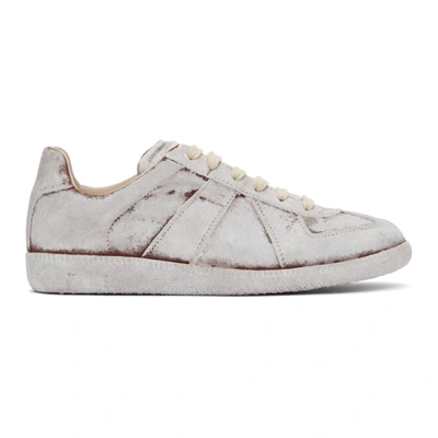 Shop Maison Margiela White Painted Replica Sneakers In H8433 Earth