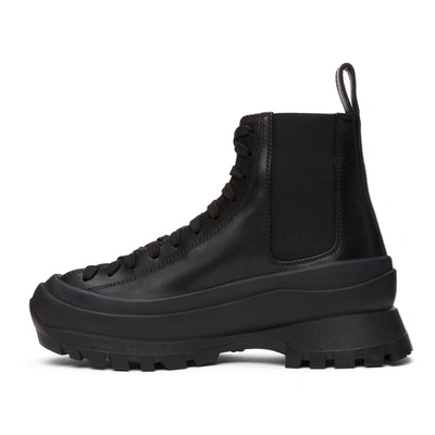 Shop Jil Sander Black Lace-up Combat Boots In 001 Black