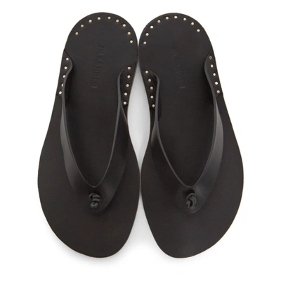 Shop Jil Sander Black Leather Sandals In 001 Black