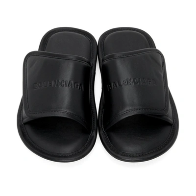 Shop Balenciaga Black Padded Slide Sandals In 1169 Black