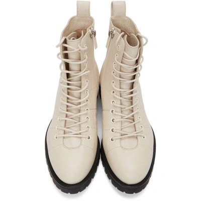 Shop Jimmy Choo Off-white Cruz Flat Boots In Linen