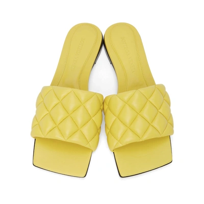 Shop Bottega Veneta Yellow Intrecciato Padded Flat Sandals In 7102 Pear