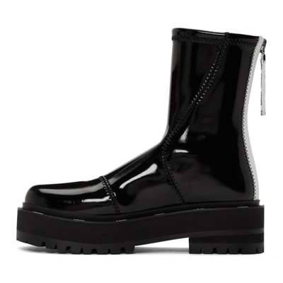 Shop Fendi Black Patent Faux-leather Biker Boots In F0qa1 Black