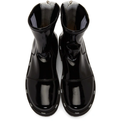 Shop Fendi Black Patent Faux-leather Biker Boots In F0qa1 Black