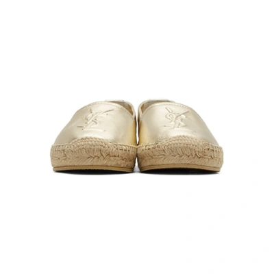 Shop Saint Laurent Gold Monogramme Espadrilles