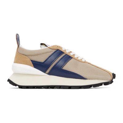 Shop Lanvin Beige Mesh Bumper Sneakers In 0720 Light Beige/blu