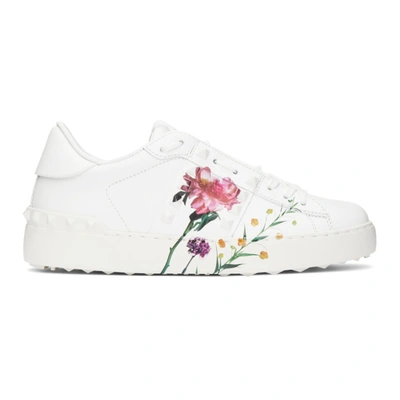 Shop Valentino White  Garavani Inez And Vinoodh Edition Flower Rockstud Untitled Sneakers In 1lm Whflwrs
