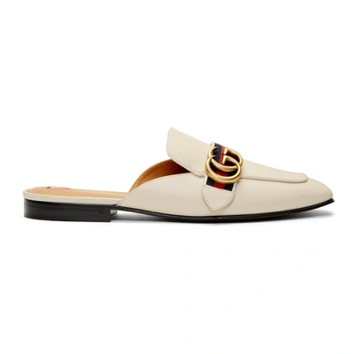 Shop Gucci White Peyton Slippers In 9061 White