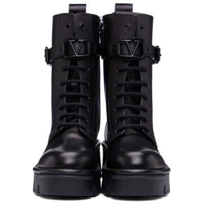 Shop Valentino Black  Garavani Campsite Combat Boots In 0no Black