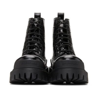 Shop Balenciaga Black Croc Strike Ankle Boots In 1000 Black