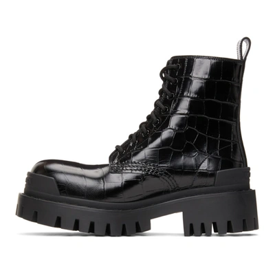 Shop Balenciaga Black Croc Strike Ankle Boots In 1000 Black