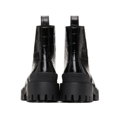 Shop Balenciaga Black Croc Strike Ankle Boots In 1000 Black