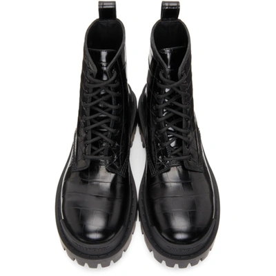 Shop Balenciaga Black Croc Strike Ankle Boots In 1000 Black