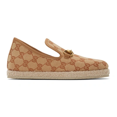 Shop Gucci Beige & Brown Gg Fria Loafers In 8370 Rust