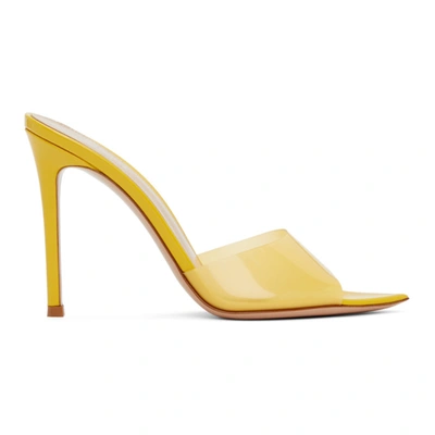 Shop Gianvito Rossi Yellow Patent Elle 105 Heeled Sandals In Mimosa/mimosa