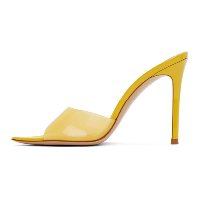 Shop Gianvito Rossi Yellow Patent Elle 105 Heeled Sandals In Mimosa/mimosa