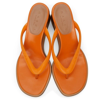 Shop Marni Orange Open Heeled Thong Sandals In 00r11 Necta