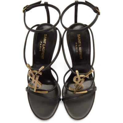 Shop Saint Laurent Black Cassandra 100 Heeled Sandals In 1000 Black