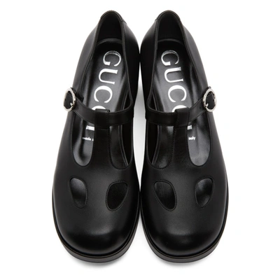 Shop Gucci Black Vanda T-bar Loafers In 1000 Nero