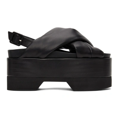 Shop Simone Rocha Black Cross Strap Platform Sandals