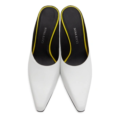 Shop Nina Ricci White Pointed Heeled Mules In U1000 White