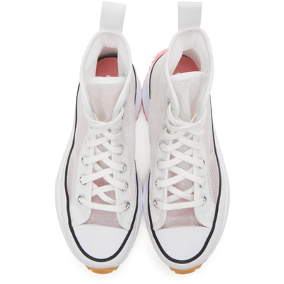 Shop Converse White & Pink Run Star Hike High Sneakers In White/blush