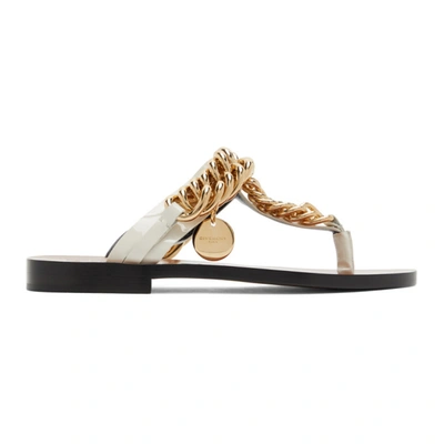 Shop Givenchy Off-white Chain Sandals In 101 Natural