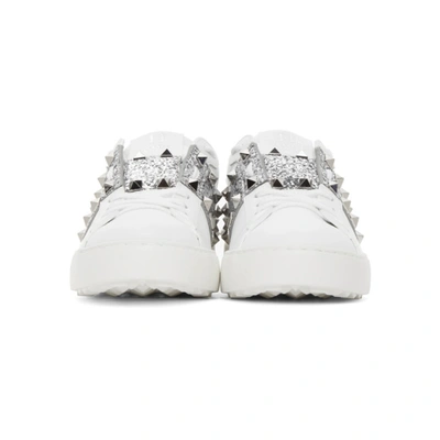 Shop Valentino White & Silver  Garavani Rockstud Untitled Open Sneakers In Cz7 Bianco