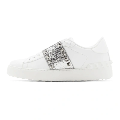 Shop Valentino White & Silver  Garavani Rockstud Untitled Open Sneakers In Cz7 Bianco