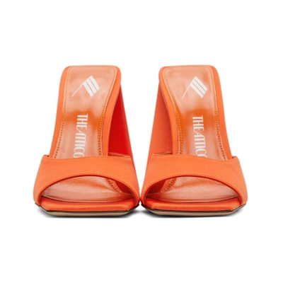 Shop Attico The  Orange Satin Devon Heeled Sandals