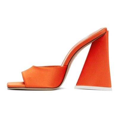 Shop Attico The  Orange Satin Devon Heeled Sandals