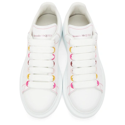 Shop Alexander Mcqueen White Rainbow Eyelets Oversized Sneakers In 9466 White