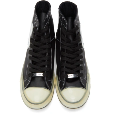 Shop Palm Angels Black Palm Vulcanized High Top Sneakers In Black/white