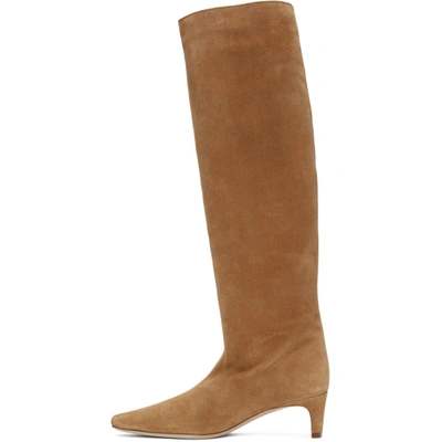 Shop Staud Tan Suede Wally Boots In Oat