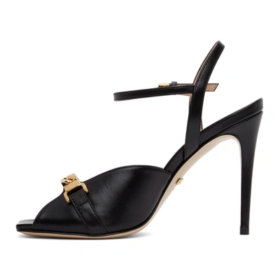 Shop Gucci Black Sylvie Chain Slingback Heels In 1000 Black