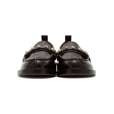 Shop Valentino Brown  Garavani Rockstud Loafers In Nm8 Btrchc
