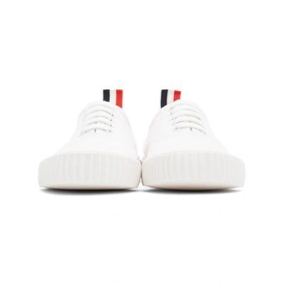 Shop Thom Browne Online Exclusive White Heritage Vulcanized Sneakers In 100 White