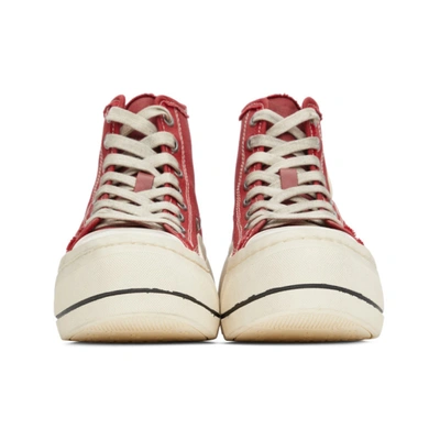 Shop R13 Red Distressed High-top Sneakers