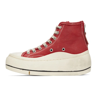 Shop R13 Red Distressed High-top Sneakers