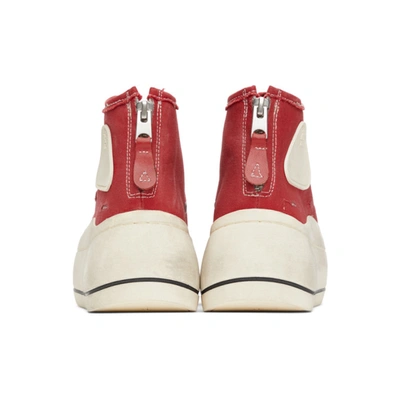 Shop R13 Red Distressed High-top Sneakers