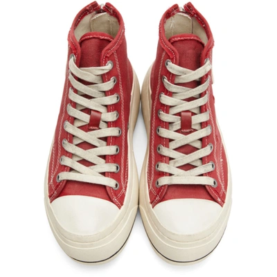 Shop R13 Red Distressed High-top Sneakers
