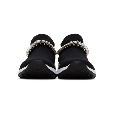Shop Jimmy Choo Black Crystal And Pearl Verona Sneakers In Black/white