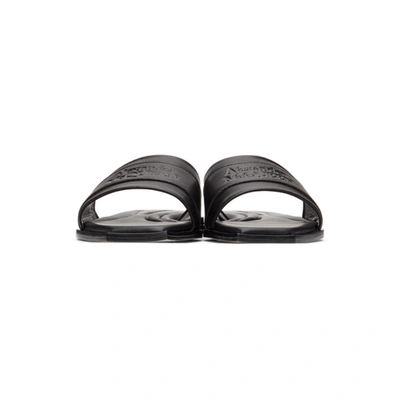 Shop Alexander Mcqueen Black Leather Signature Slides In 1000 Black