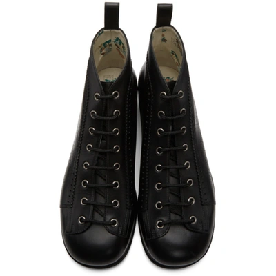 Shop Gucci Black Brogue Lace-up Boots In 1000 Black