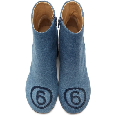 Shop Mm6 Maison Margiela Blue Denim 6 Ankle Boots In H7926 Denim