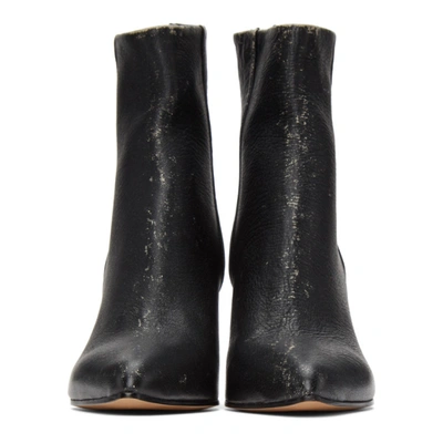 Shop Mm6 Maison Margiela Black Distressed Leather Heeled Boots In T8013 Black