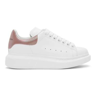 Shop Alexander Mcqueen White & Pink Iridescent Oversized Sneakers In 9053 Wh/ros